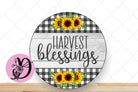 Fall Wreath Sign, Sunflower Harvest Blessings Fall Round Metal Sign, Sign For Wreath, Desert Wreath Signs