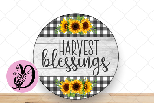 Fall Wreath Sign, Sunflower Harvest Blessings Fall Round Metal Sign, Sign For Wreath, Desert Wreath Signs