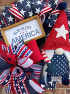 Patriotic Gnome Wreath, Gnome Wreath, God Bless America Wreath, Patriotic Decorations, Forth of July, Veterans Day Decor