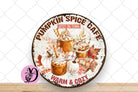 Fall Wreath Sign, Rustic Fall Sign Pumpkin Spice Café Round Metal Sign, Sign For Wreath, Desert Wreath Signs