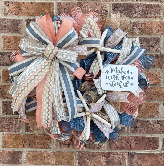 Beach Wreath for your front door, Starfish Wreath, Porch Decorations, Summer Decor