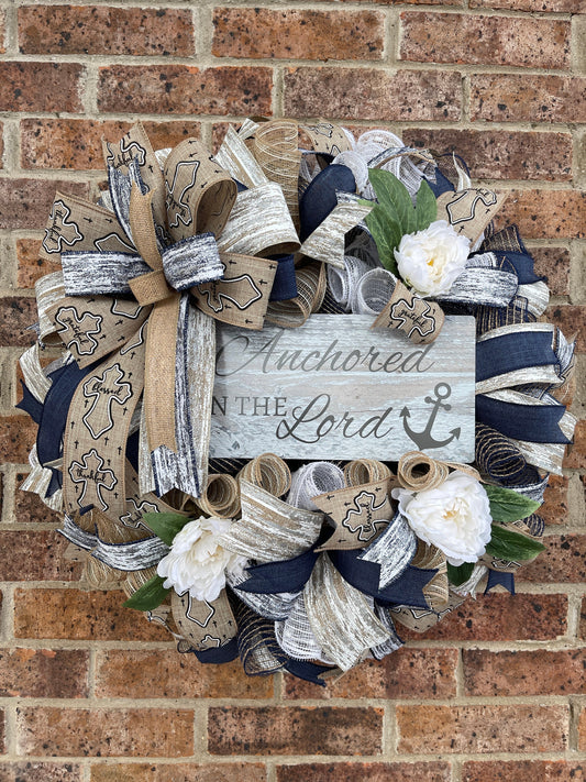 Spiritual Wreath, Inspirations Wreath, Anchored In The Lord Wreath, Home Decor,