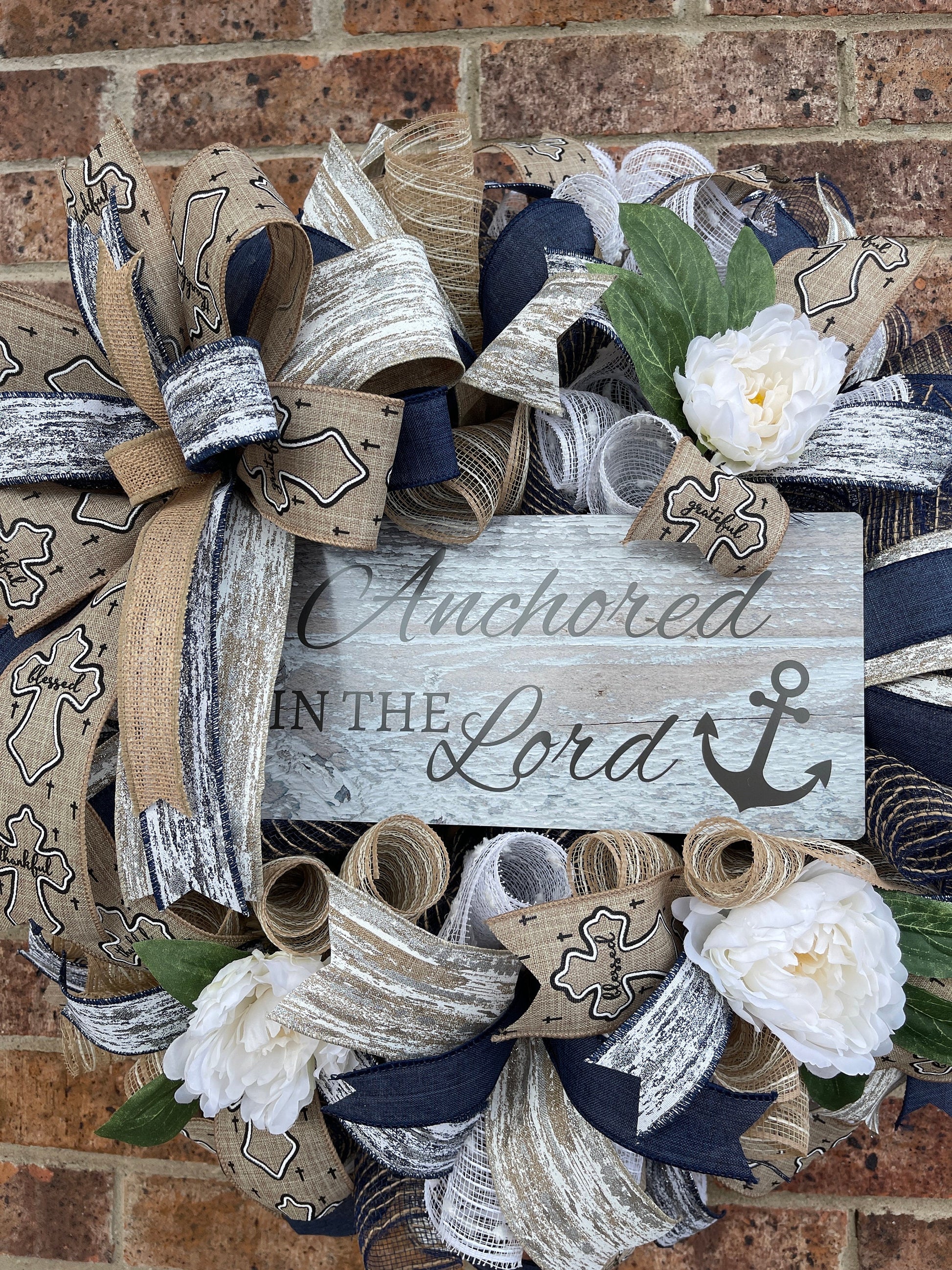 Spiritual Wreath, Inspirations Wreath, Anchored In The Lord Wreath, Home Decor,