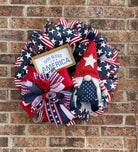 Patriotic Gnome Wreath, Gnome Wreath, God Bless America Wreath, Patriotic Decorations, Forth of July, Veterans Day Decor