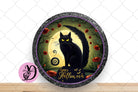 Halloween Wreath Sign, Happy Halloween Black Cat Round Metal Sign, Sign For Wreath, Desert Wreath Signs