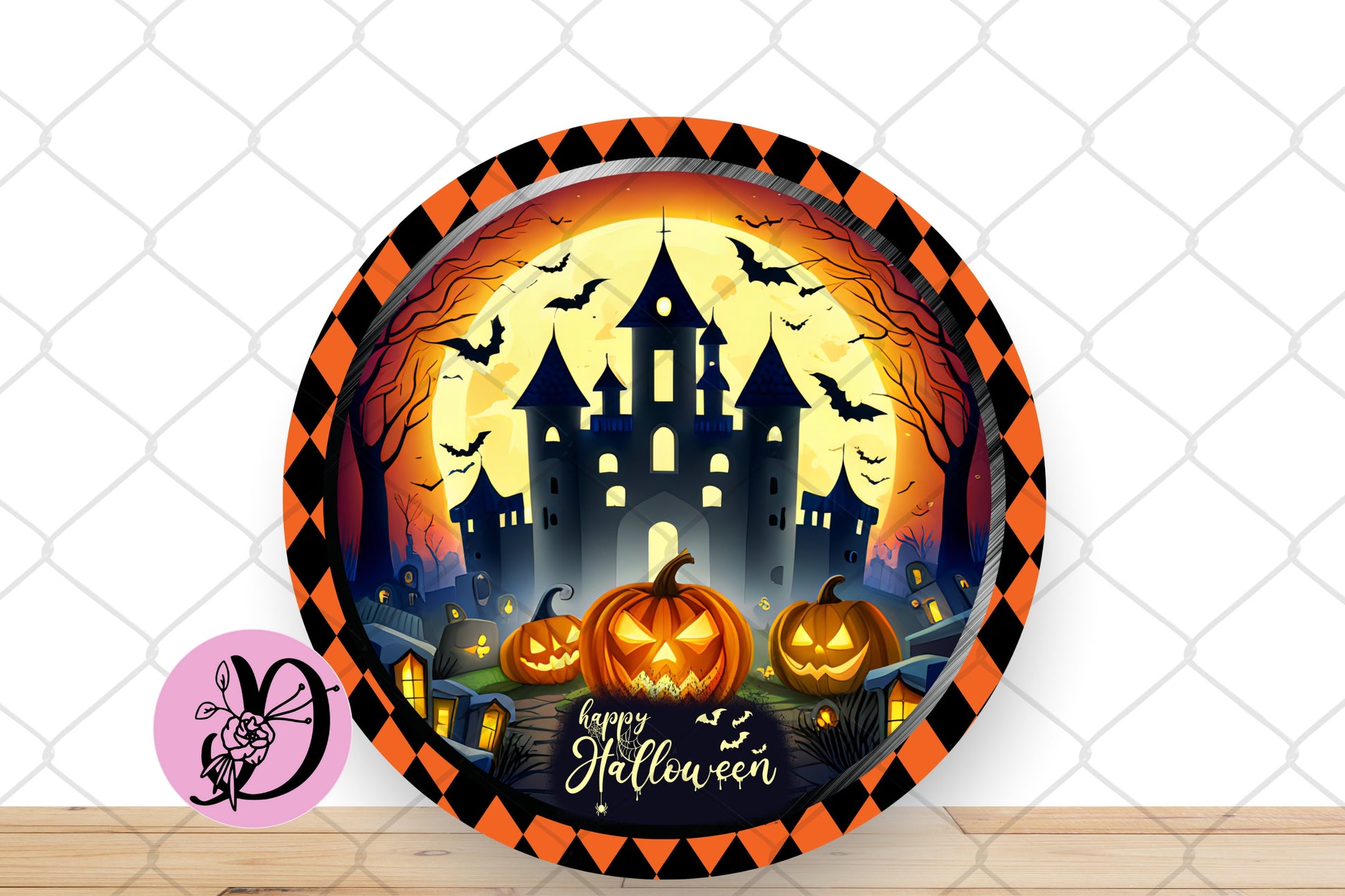 Halloween Wreath Sign, Happy Halloween Round Metal Sign, Sign For Wreath, Desert Wreath Signs