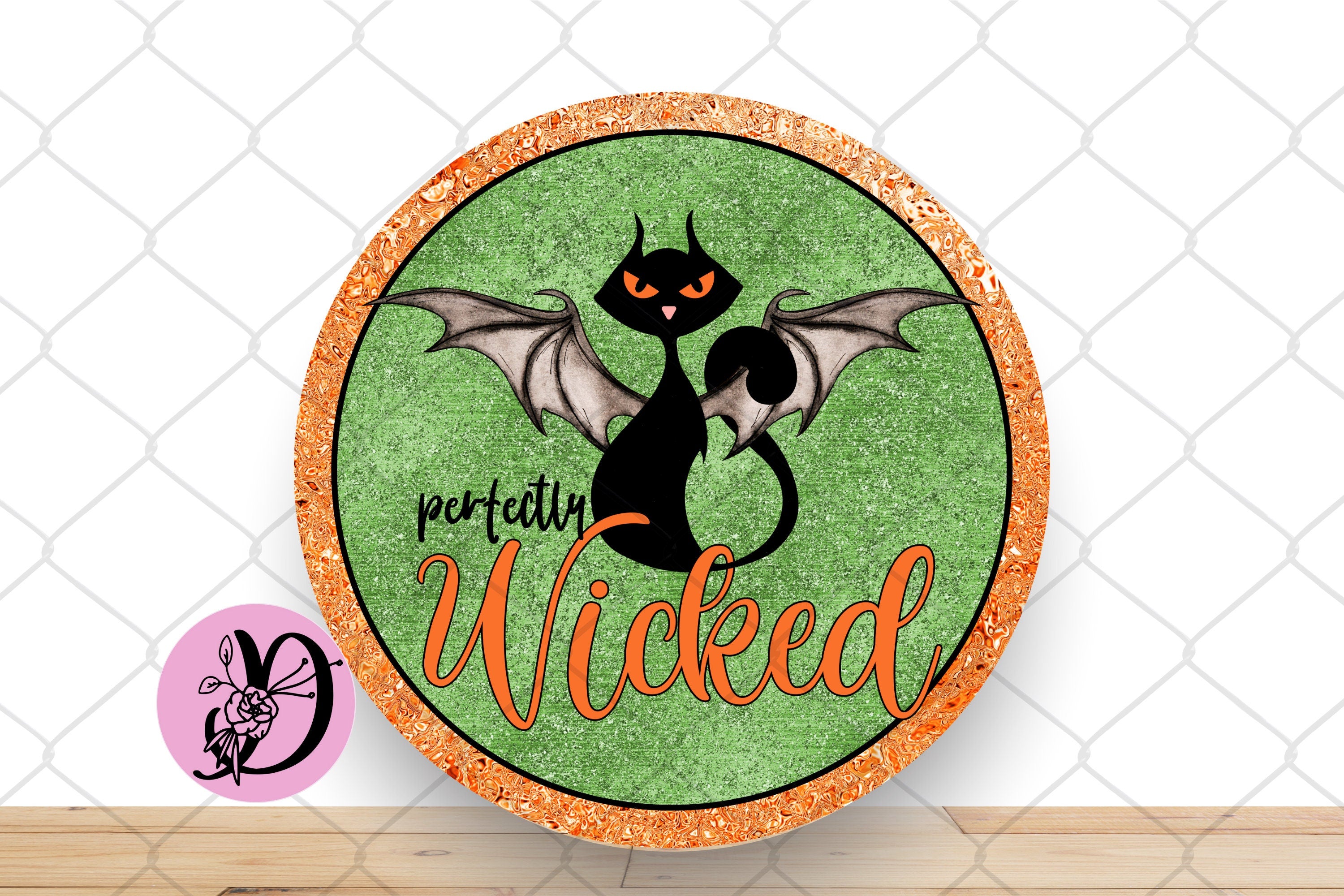 Halloween Wreath Sign, Perfectly Wicked Bat Round Metal Sign, Sign For Wreath, Desert Wreath Signs
