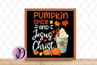 Fall Wreath Sign, Pumpkin Spice And Jesus Christ Wreath Sign, Wreath Attachment, Fall Pumpkin Decor