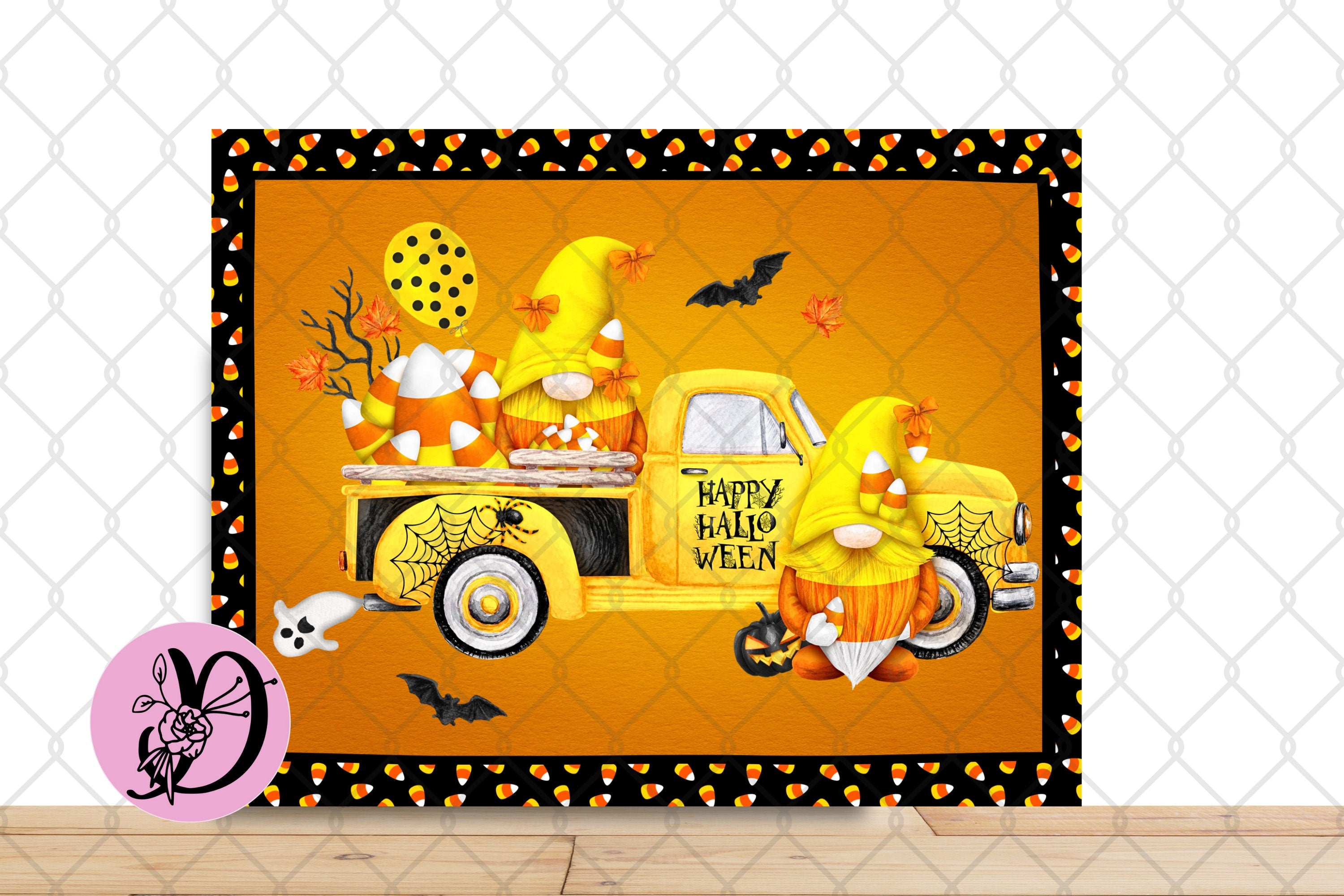 Halloween Wreath Sign, Gnome Happy Halloween Rectangle Metal Sign, Sign For Wreath, Halloween Wreath Attachments