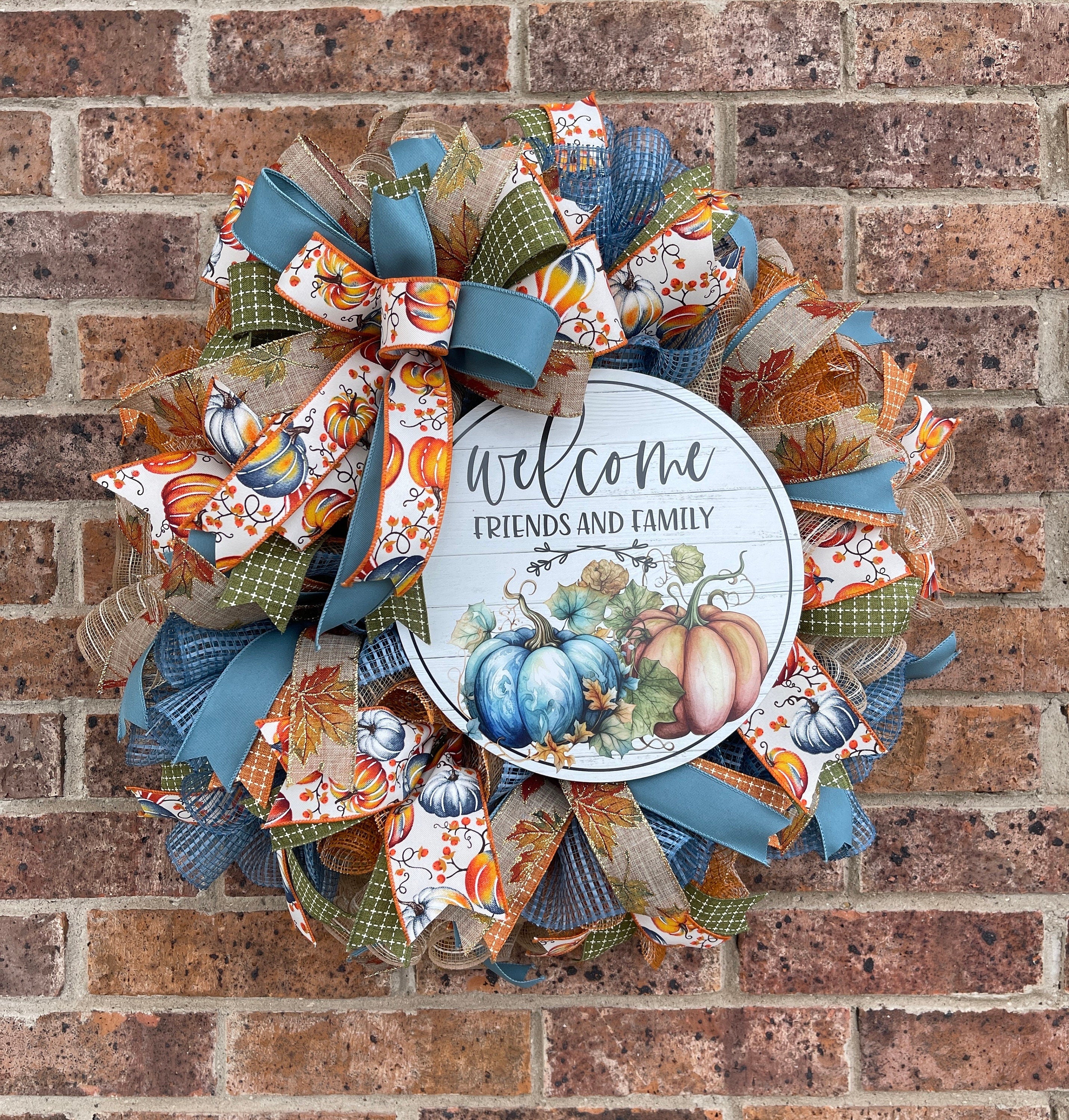 Fall Wreath, Welcome Friends and Family Fall Wreath, Fall Porch Decorations