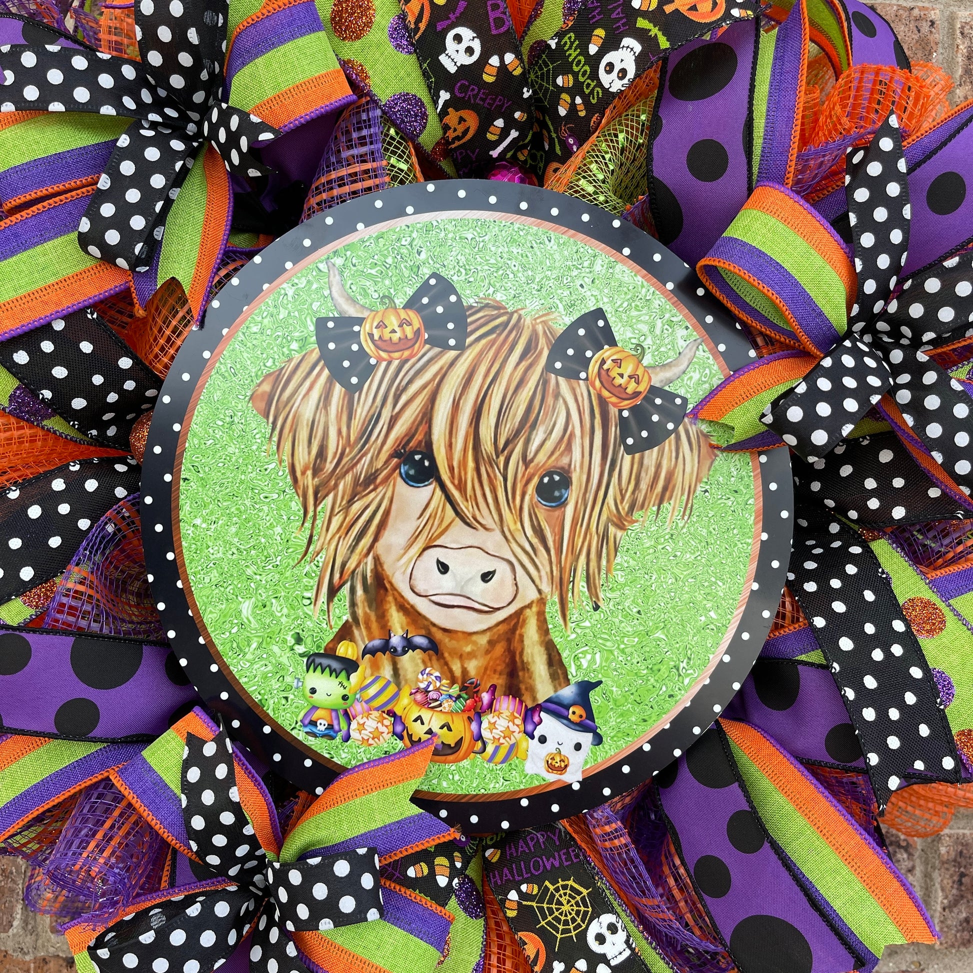 Halloween Highland Cow Wreath, Halloween Wreath, Halloween Decorations