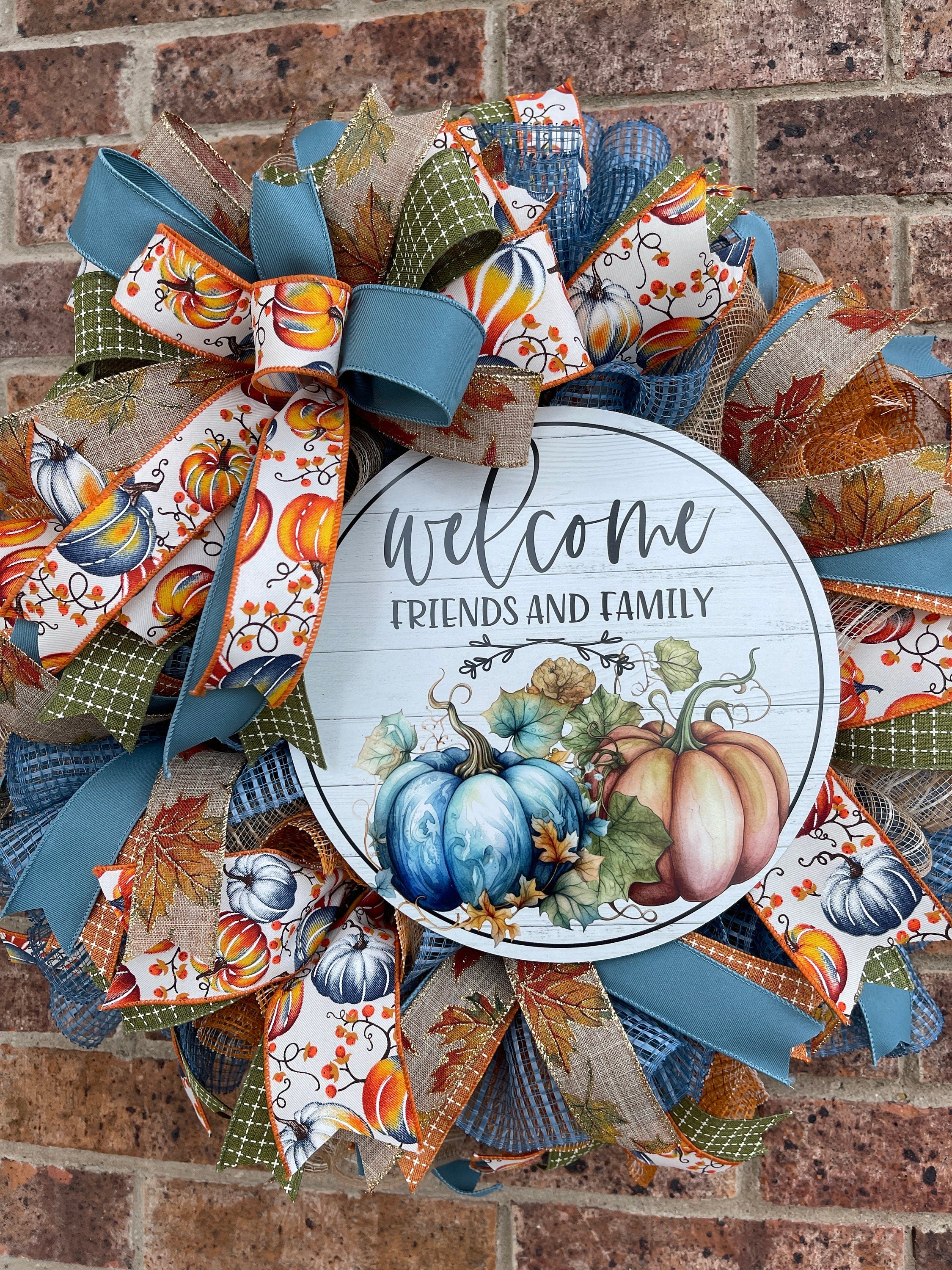 Fall Wreath, Welcome Friends and Family Fall Wreath, Fall Porch Decorations