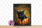 Halloween Wreath Sign, Happy Halloween Black Cat Metal Sign, Sign For Wreath