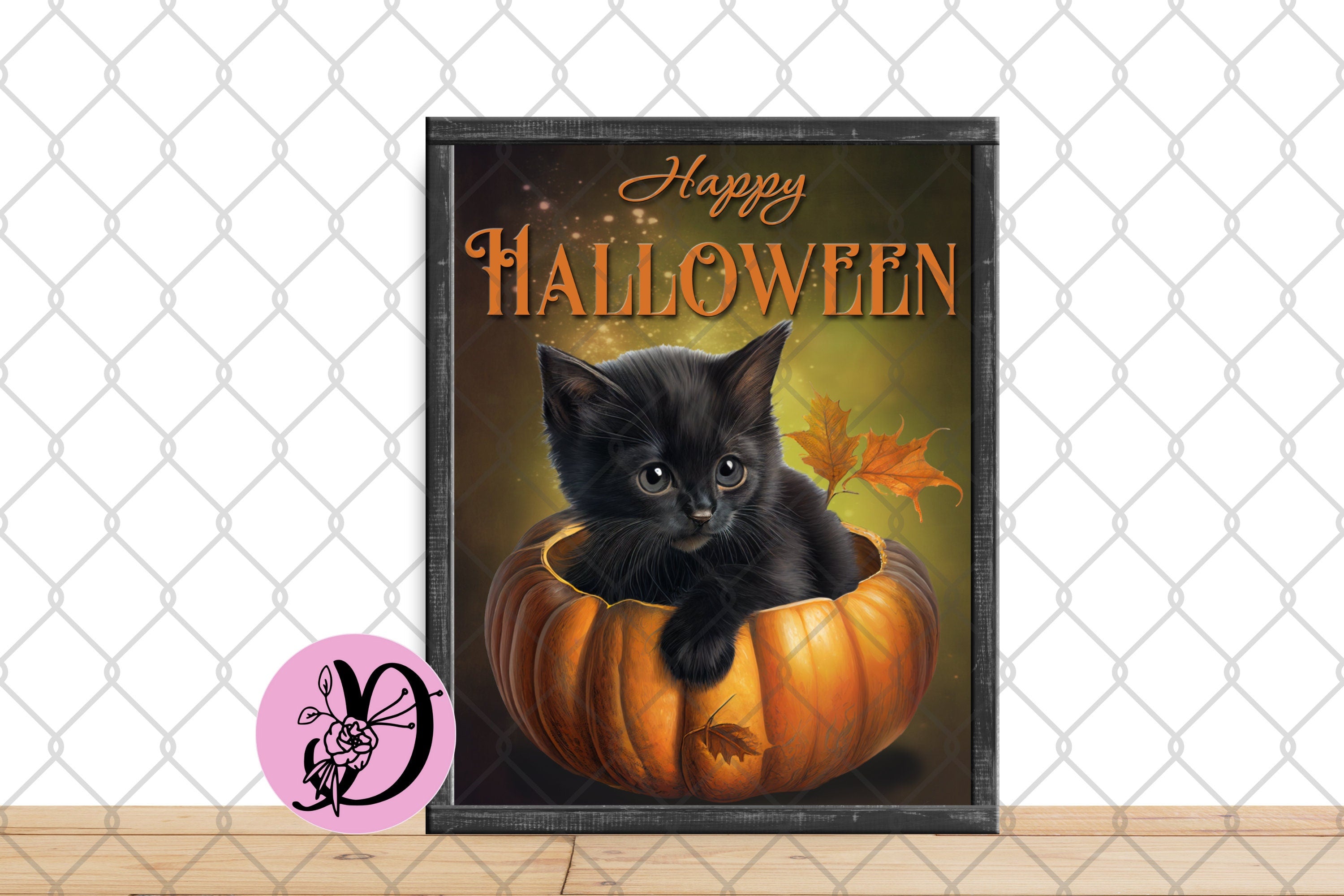 Halloween Wreath Sign, Happy Halloween Black Cat Metal Sign, Sign For Wreath