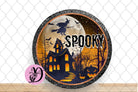 Halloween Wreath Sign, Haunted House Spooky Round Metal Sign, Sign For Wreath, Halloween Decorations, Desert Wreath Signs