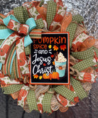 Fall Pumpkin Spice and Jesus Christ Wreath, Fall Home Decorations