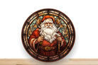 Christmas Santa Faux Stained Glass Sign, Desert Wreath Signs