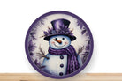 Purple Christmas Snowman Sign with Winter Leaves, Winter Snowman Sign