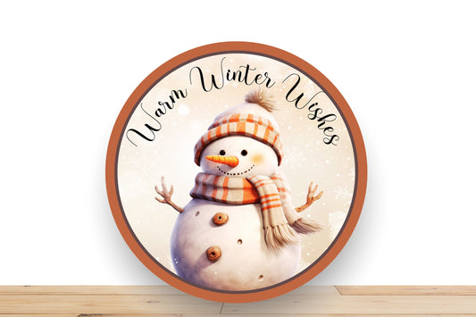 Winter Snowman Wreath Sign, Warm Winter Wishes Snowman Sign, Desert Wreath Signs