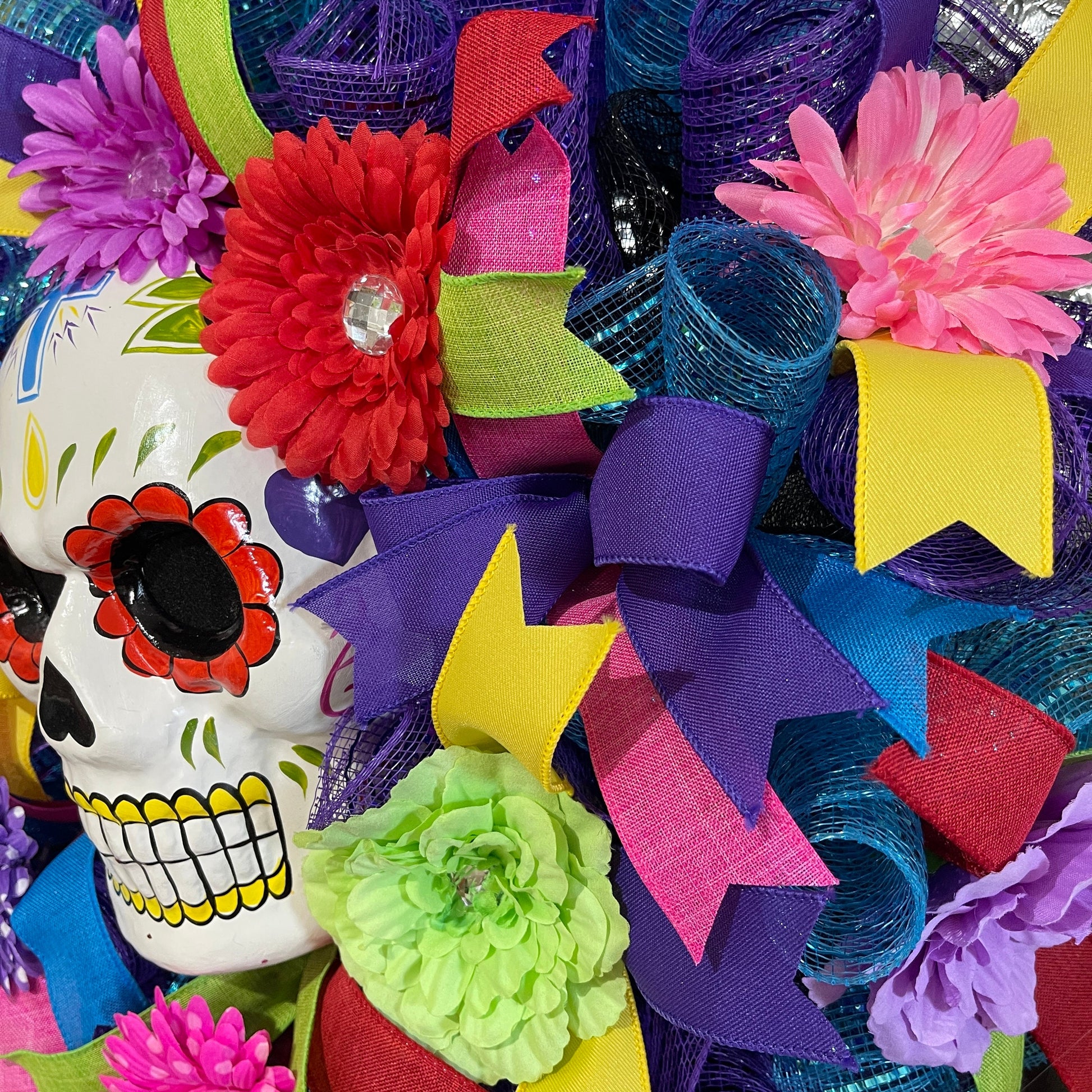 Day Of The Dead Wreath For Door, Dia de los Muerto Wreath for porch, DiaDe Los Muertos decorations for home