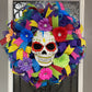 Day Of The Dead Wreath For Door, Dia de los Muerto Wreath for porch, DiaDe Los Muertos decorations for home