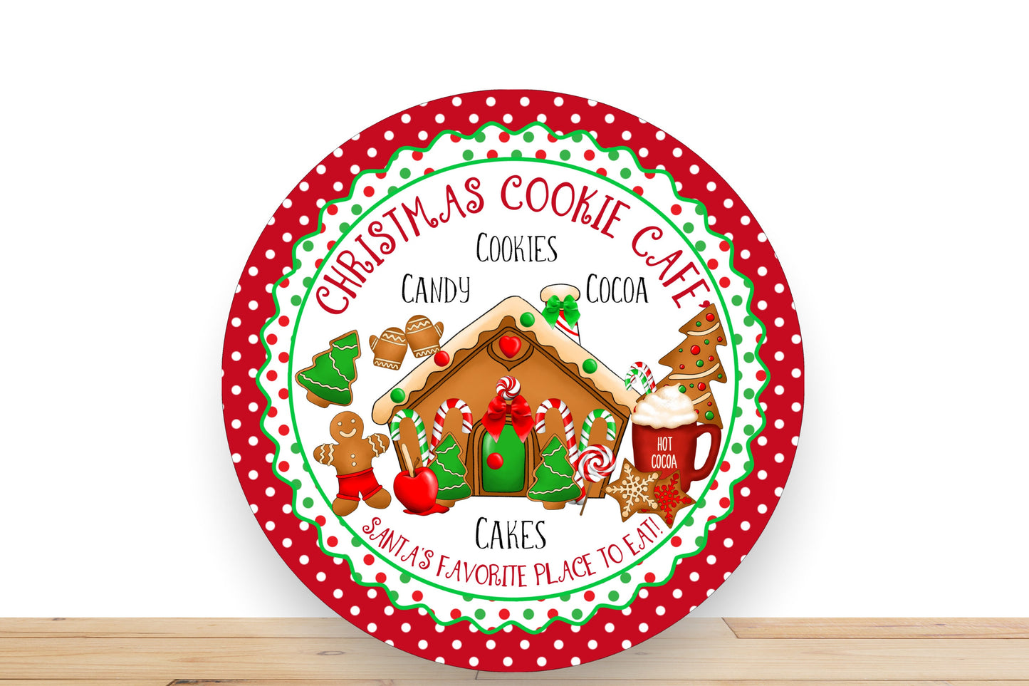 Christmas Wreath Sign, Christmas Cookie Cafe Round Wreath Sign