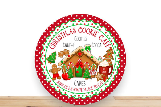 Christmas Wreath Sign, Christmas Cookie Cafe Round Wreath Sign