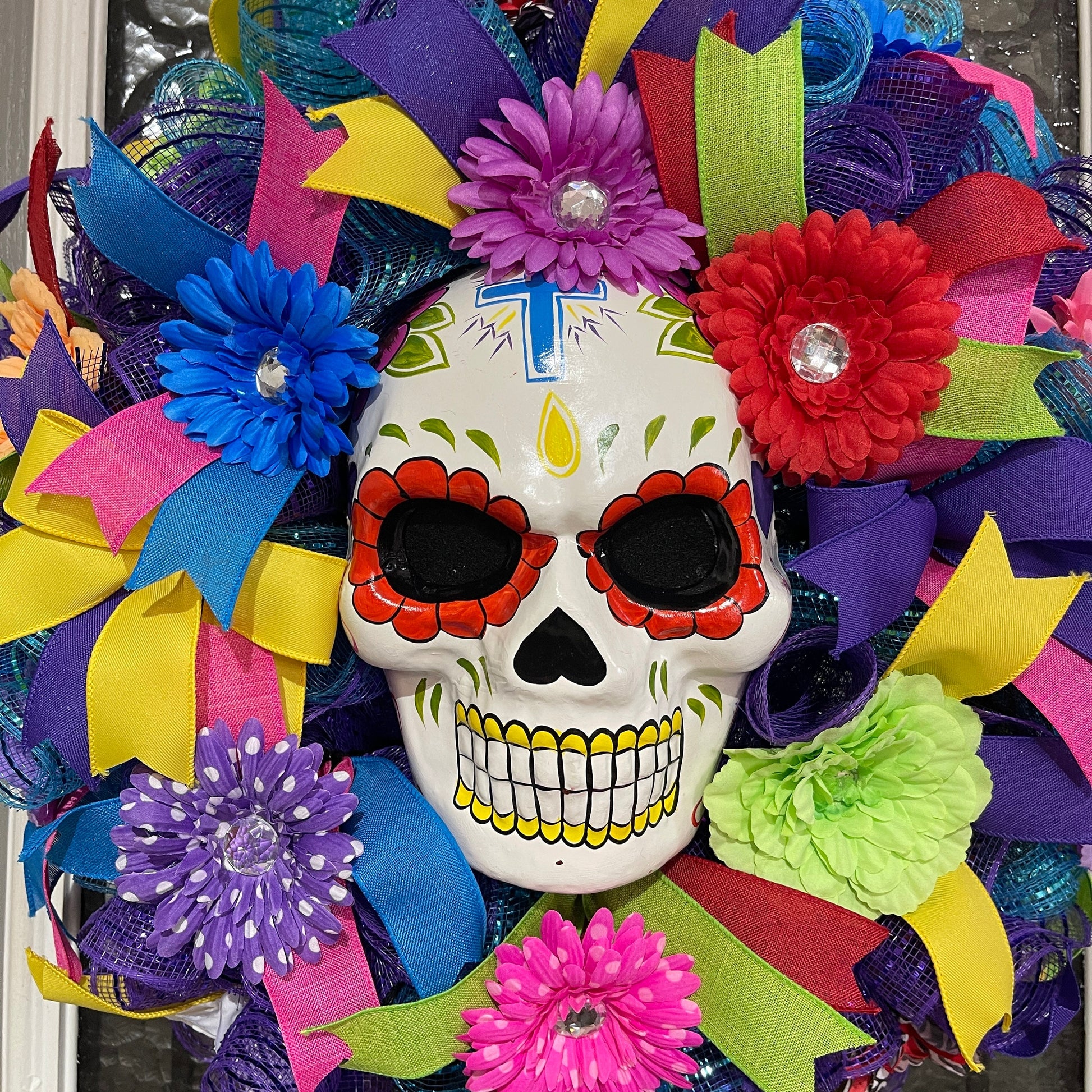Day Of The Dead Wreath For Door, Dia de los Muerto Wreath for porch, DiaDe Los Muertos decorations for home