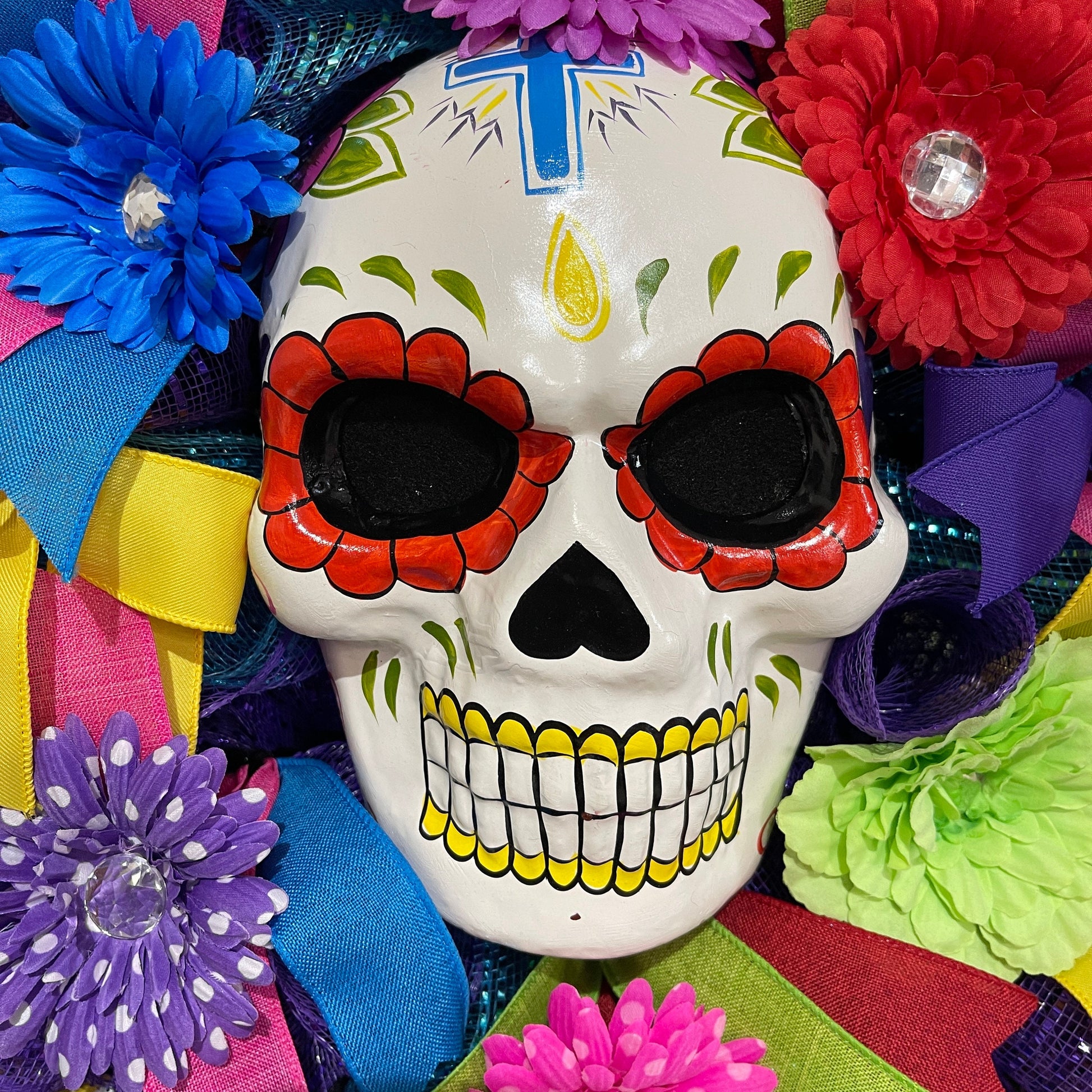 Day Of The Dead Wreath For Door, Dia de los Muerto Wreath for porch, DiaDe Los Muertos decorations for home