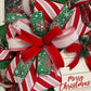 Handmade Merry Christmas Wreath - Festive Red and Green Holiday Door Decor - Christmas Ribbon Wreath with Merry Christmas Sign