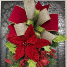 Christmas Poinsettia Swag Wreath, Red and Gold Poinsettia Swag