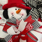 Christmas Snowman Wreath, 27 inch diamenter, Black and White houndstiith poinsettias, Snowman with legs and mittens