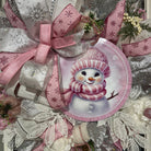 Christmas Pink Snowman Wreath, Snowman Pink Wreath, Christmas Decorations,