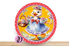 Easter Wreath Sign, Easter Vintage Duck with Forals and Polka Dots, Round Flat Aluminum Sign for Wreath