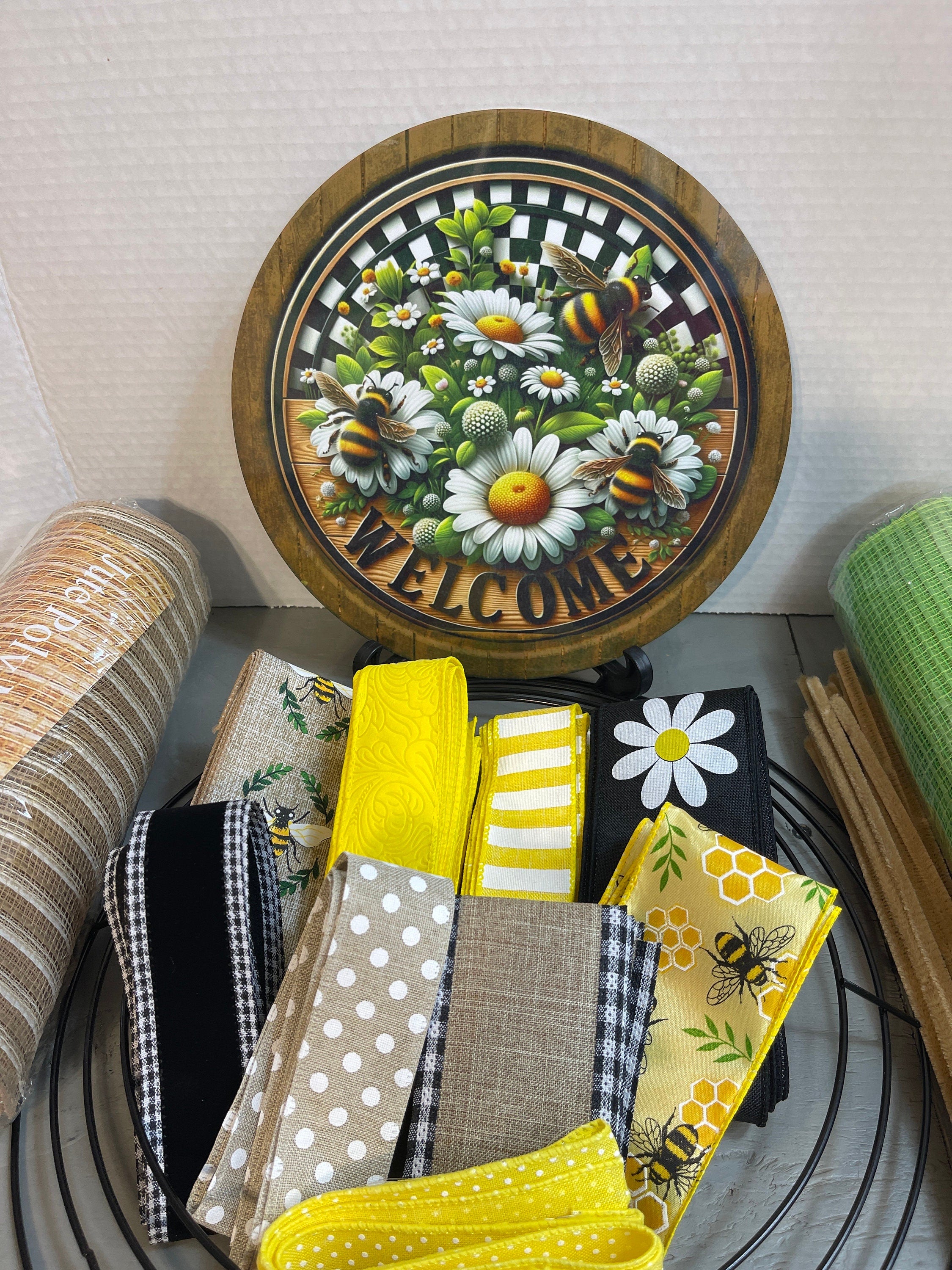 Welcome Bumble Bee Wreath Kit, Craft Kit, DIY Wreath Kit for the Family