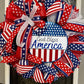 Patriotic Wreath, Summer Wreath, Stars and Stripes, July 4th, Pride, Military, Red, White and blue, Flag Wreath