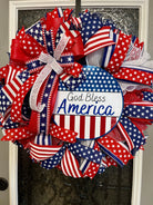 Patriotic Wreath, Summer Wreath, Stars and Stripes, July 4th, Pride, Military, Red, White and blue, Flag Wreath