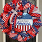 Patriotic Wreath, Summer Wreath, Stars and Stripes, July 4th, Pride, Military, Red, White and blue, Flag Wreath