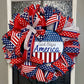 Patriotic Wreath, Summer Wreath, Stars and Stripes, July 4th, Pride, Military, Red, White and blue, Flag Wreath