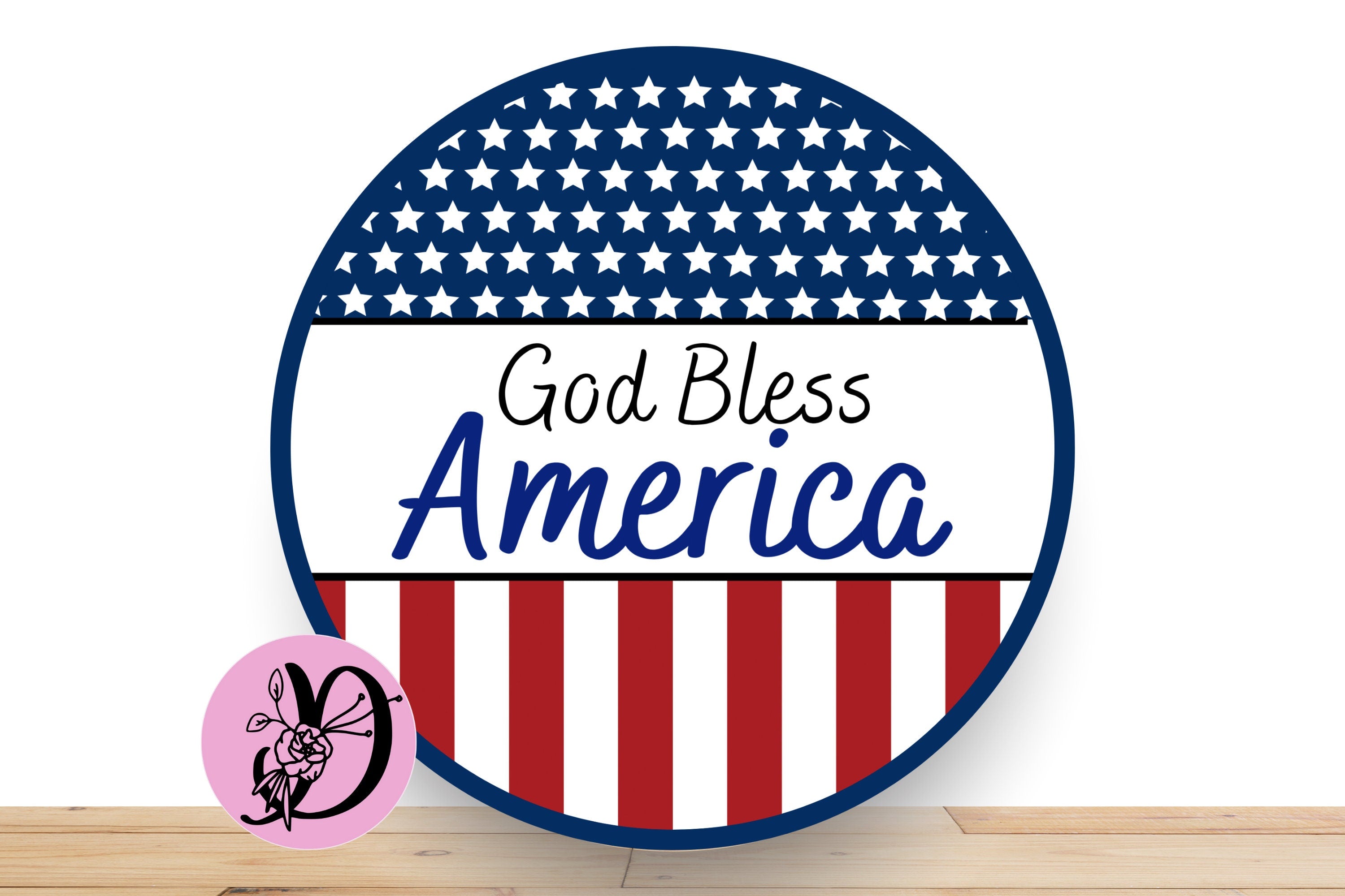 Patriotic Wreath Sign, God Bless America Metal Sign, Sign For Wreath, Desert Wreath Signs