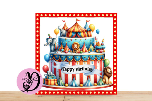 Circus Birthday Wreath Sign, Flat Aluminum Sign For Wreaths, Bright Colors