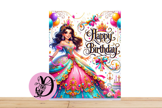 Priness Birthday Wreath Sign, Flat Rectangle horizontal, Aluminum Sign For Wreath, Bright Colors
