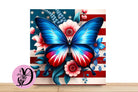 Patriotic Butterfly Wreath Sign, Square Flat Aluminum sign for wreath, Red White Blue Butterfly With American Flag