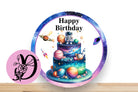 Birthday Wreath Sign, Outer Space Themed Happy Birthady Flate Aluminum Sign For Wreath, Birthday Sign For Boy or Girl