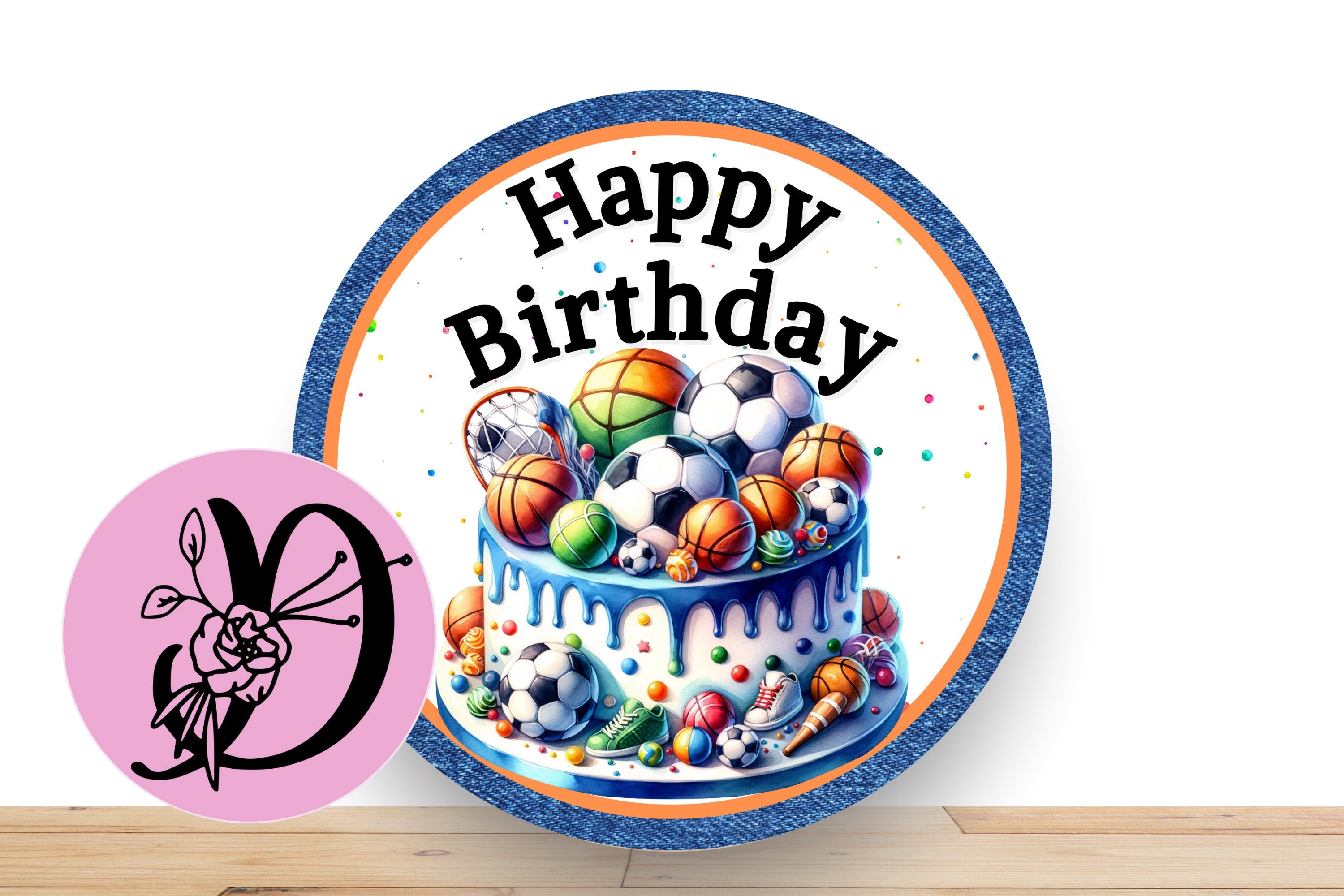 Birthday Wreath Sign, Birthday Sports Themed Happy Birthady Flate Aluminum Sign For Wreath, Birthday Sign For Boy or Girl