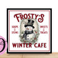 Christmas Wreath Sign, Frostys Winter Cafe Square Metal Sign, Sign For Wreath,Desert Wreath Signs