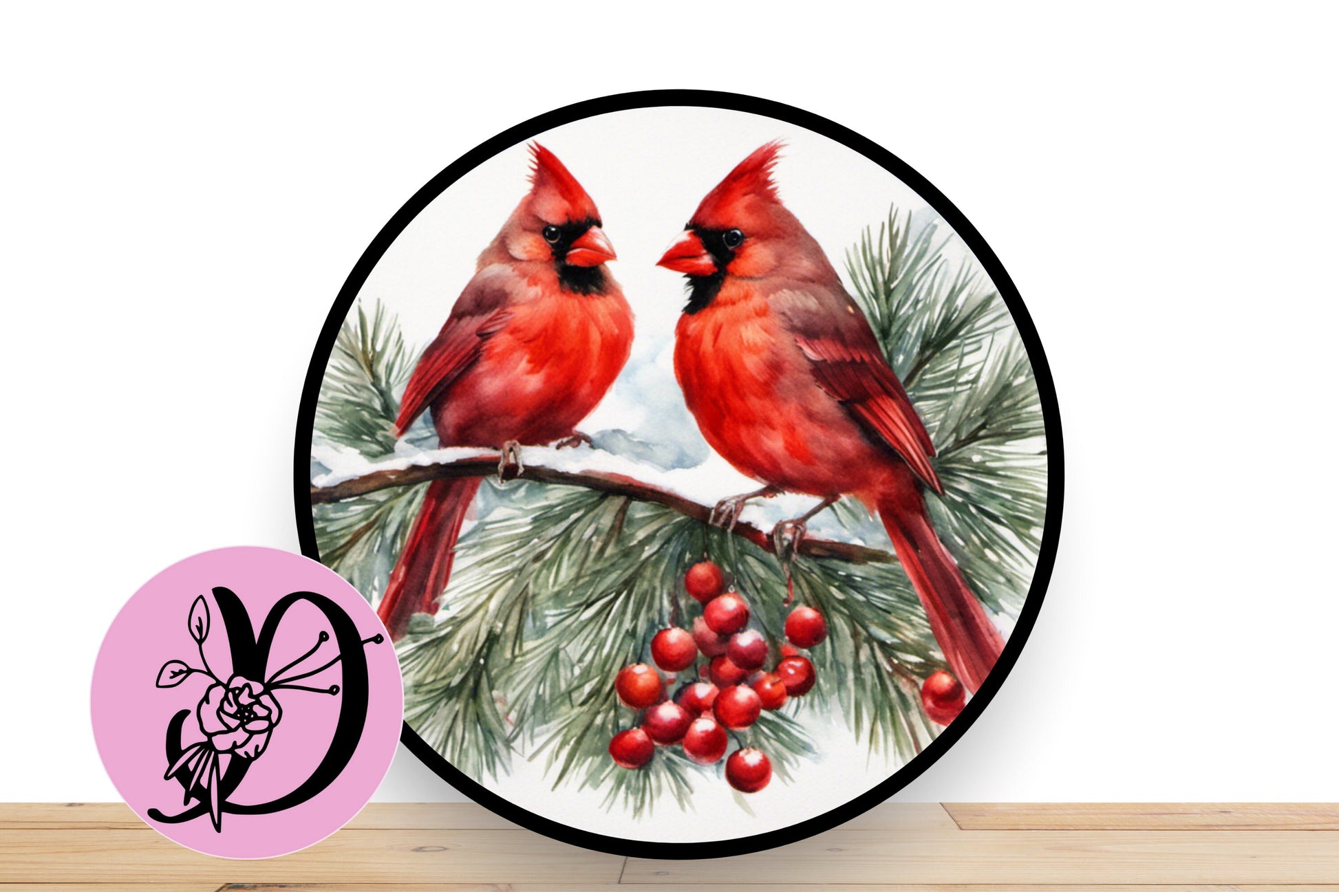 Christmas Cardinal Wreath Sign, Cardinal Round Metal Sign, Desert Wreath signs