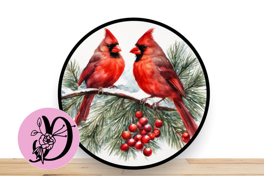 Christmas Cardinal Wreath Sign, Cardinal Round Metal Sign, Desert Wreath signs