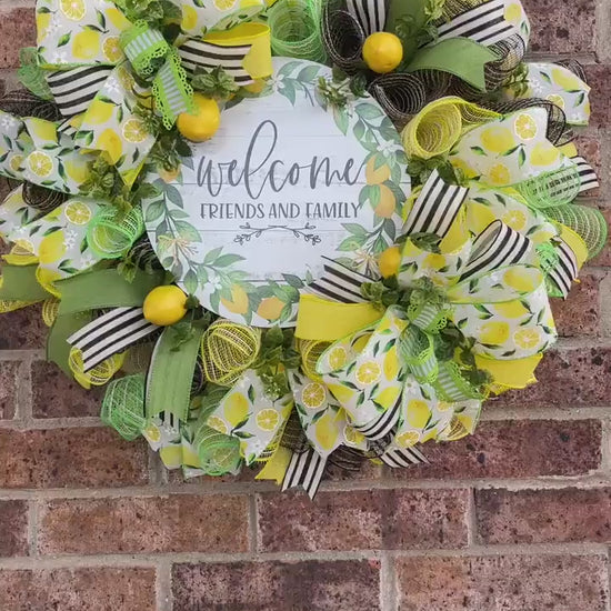 Lemon Wreath, Welcome Wreath, Summer Wreath, Spring Wreath, Everyday Wreath, Summer Decor, Spring Decor