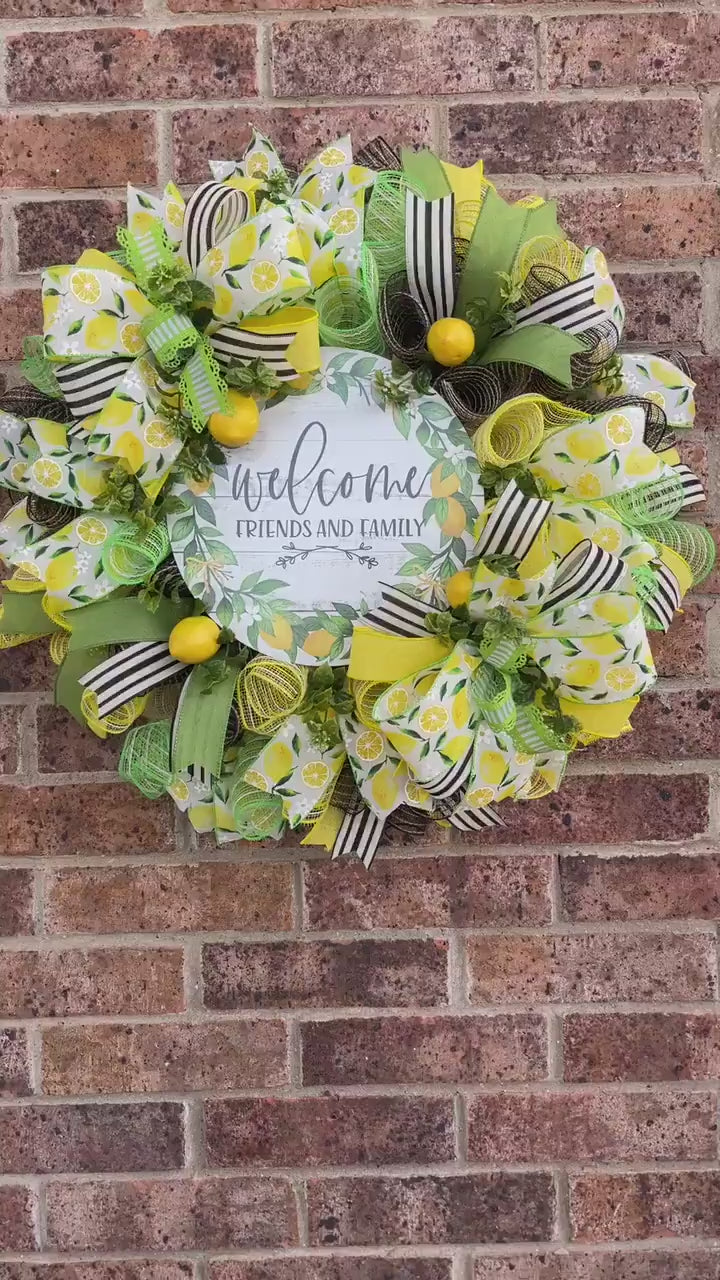 Lemon Wreath, Welcome Wreath, Summer Wreath, Spring Wreath, Everyday Wreath, Summer Decor, Spring Decor